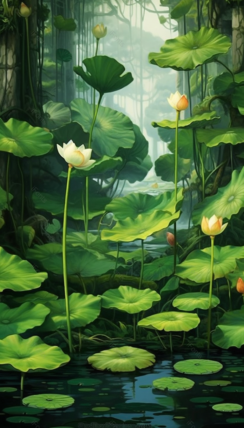 荷花节气叶子插画背景,插画/手绘图,插画/手绘图库,插画/手绘图下载,插画/手绘